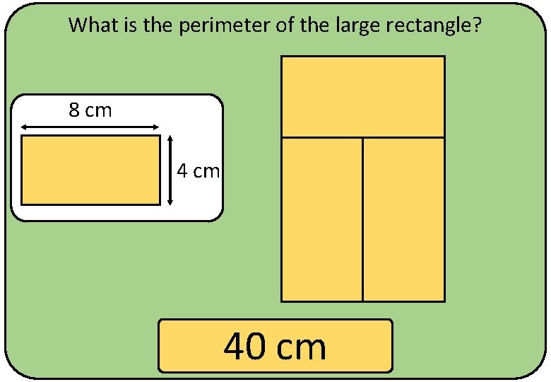 What is the perimeter of the large rectangle? 8 cm 40 cm 