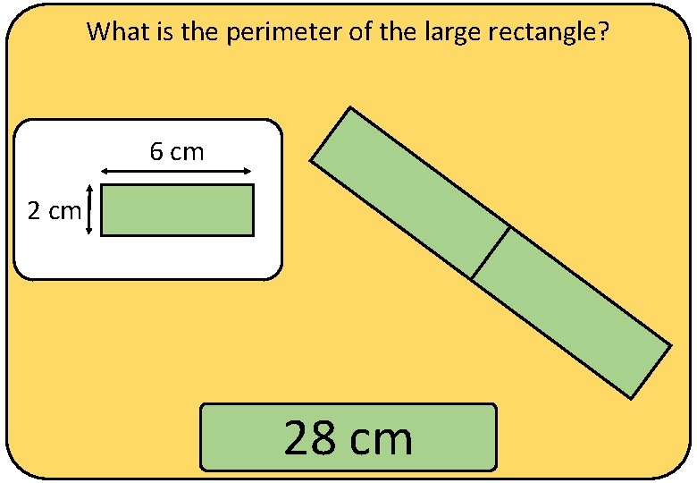 What is the perimeter of the large rectangle? 6 cm 28 cm 