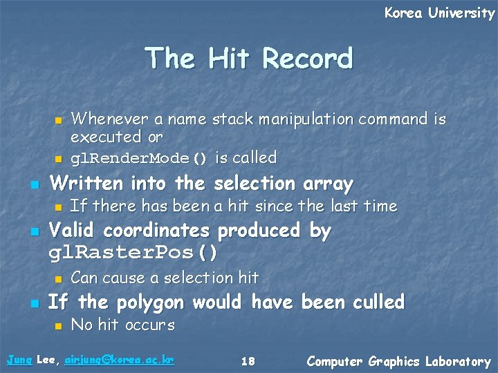 Korea University The Hit Record n n n Written into the selection array n