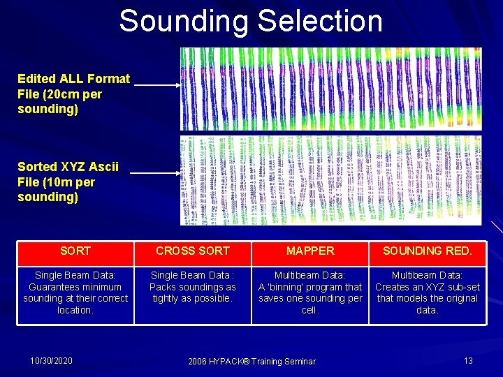 Sounding Selection Edited ALL Format File (20 cm per sounding) Sorted XYZ Ascii File