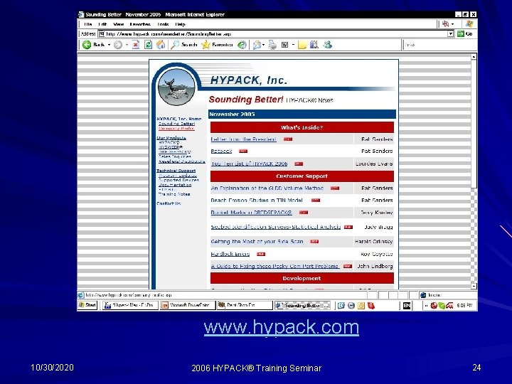 www. hypack. com 10/30/2020 2006 HYPACK® Training Seminar 24 www. hypack. com 10/30/2020 2006 HYPACK® Training Seminar 24