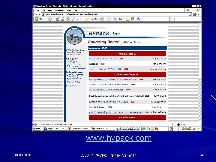 www. hypack. com 10/30/2020 2006 HYPACK® Training Seminar 24 