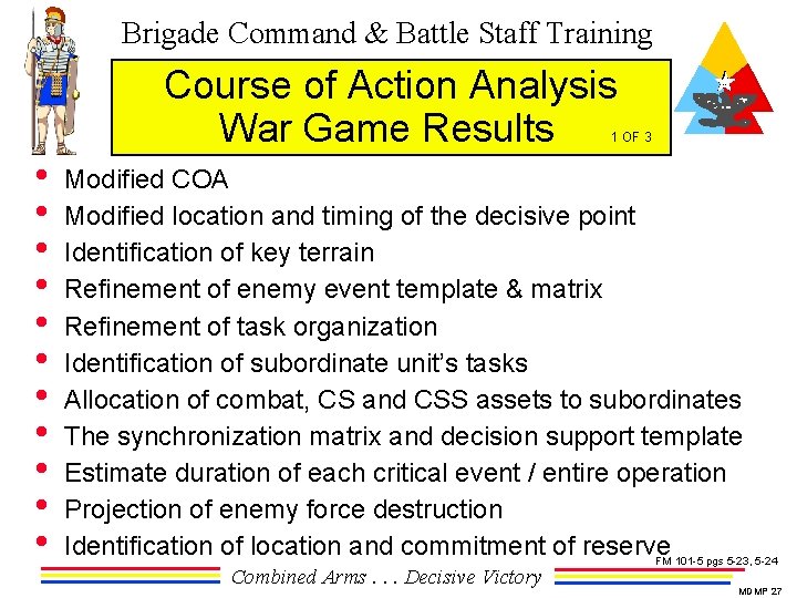 Brigade Command & Battle Staff Training Course of Action Analysis War Game Results 1