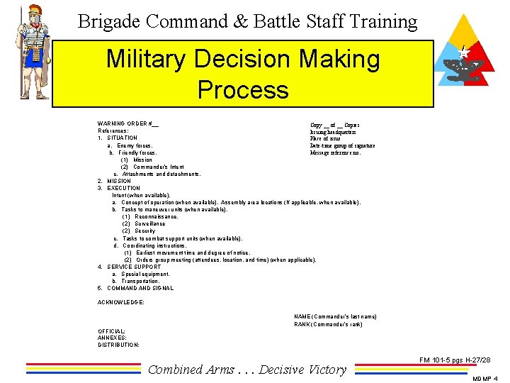 Brigade Command & Battle Staff Training Military Decision Making Process WARNING ORDER #__ Copy