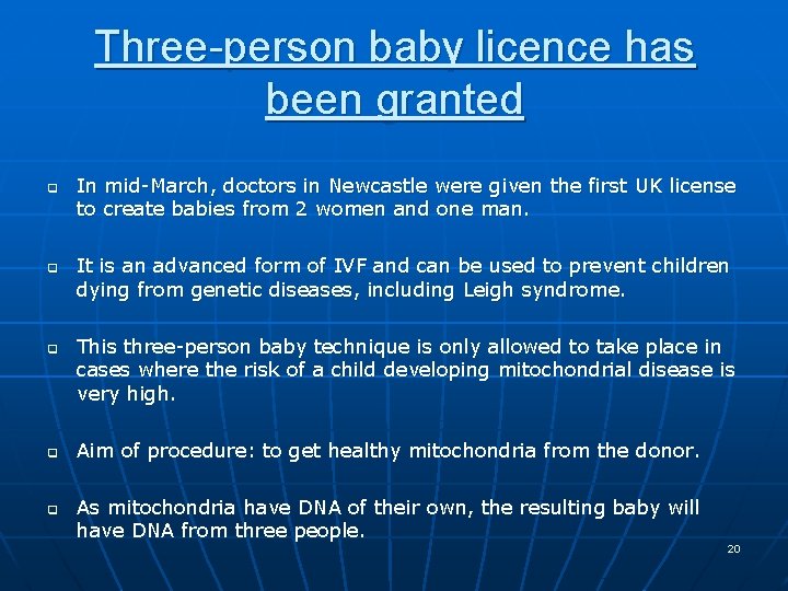 Three-person baby licence has been granted q q q In mid-March, doctors in Newcastle