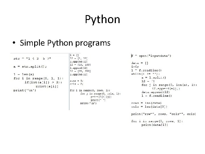 Python • Simple Python programs Python • Simple Python programs