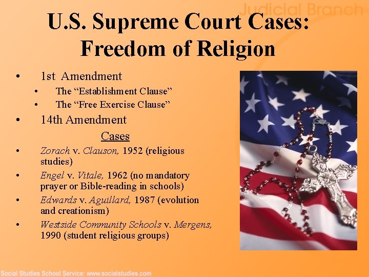 U. S. Supreme Court Cases: Freedom of Religion • 1 st Amendment • •