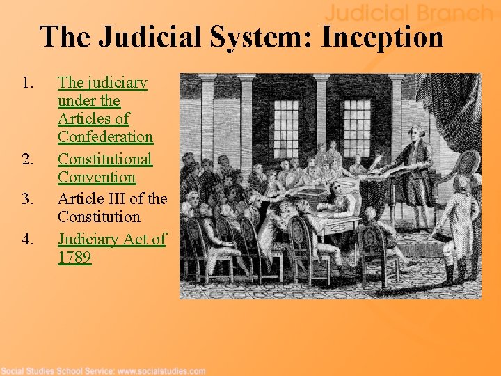 The Judicial System: Inception 1. 2. 3. 4. The judiciary under the Articles of