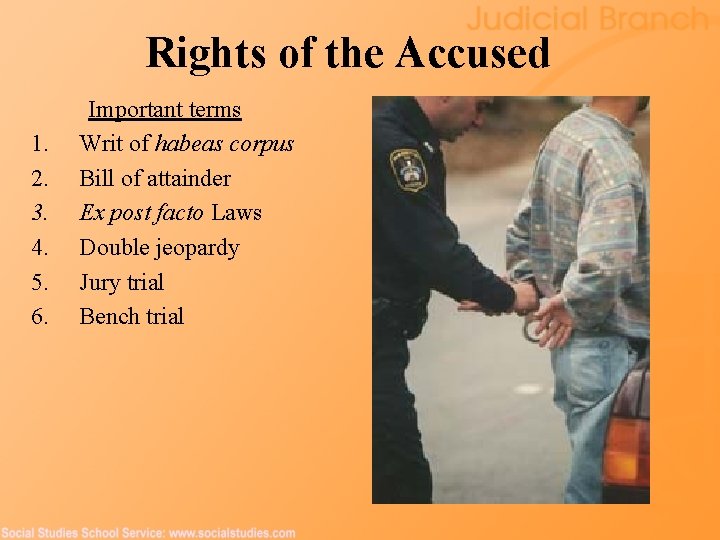 Rights of the Accused 1. 2. 3. 4. 5. 6. Important terms Writ of