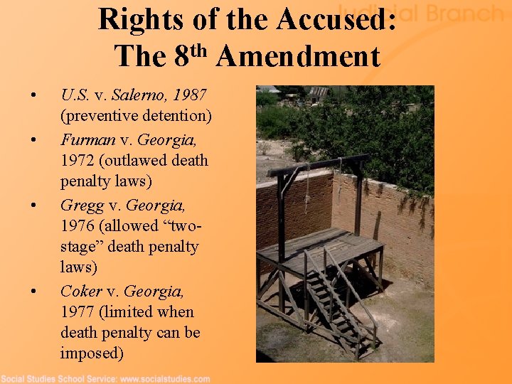 Rights of the Accused: The 8 th Amendment • • U. S. v. Salerno,