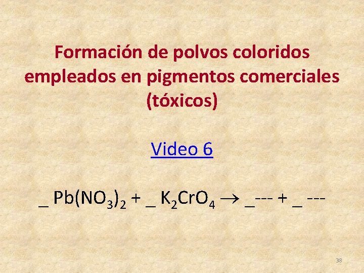 Formación de polvos coloridos empleados en pigmentos comerciales (tóxicos) Video 6 _ Pb(NO 3)2