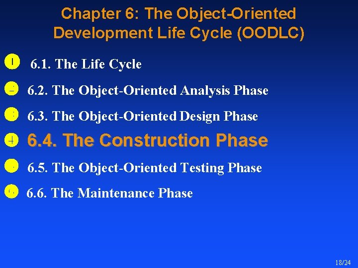 Chapter 6: The Object-Oriented Development Life Cycle (OODLC) 6. 1. The Life Cycle 6. Chapter 6: The Object-Oriented Development Life Cycle (OODLC) 6. 1. The Life Cycle 6.