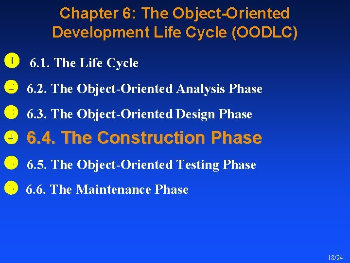 Chapter 6: The Object-Oriented Development Life Cycle (OODLC) 6. 1. The Life Cycle 6.