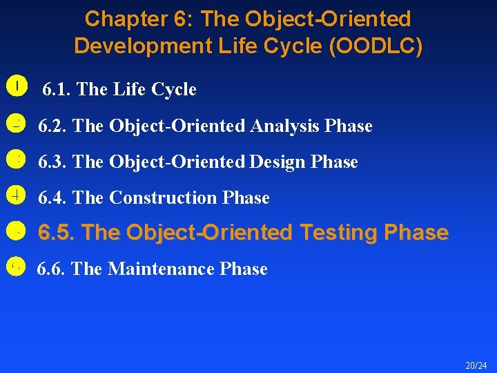 Chapter 6: The Object-Oriented Development Life Cycle (OODLC) 6. 1. The Life Cycle 6.