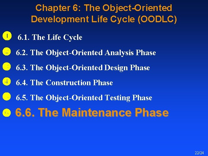 Chapter 6: The Object-Oriented Development Life Cycle (OODLC) 6. 1. The Life Cycle 6.