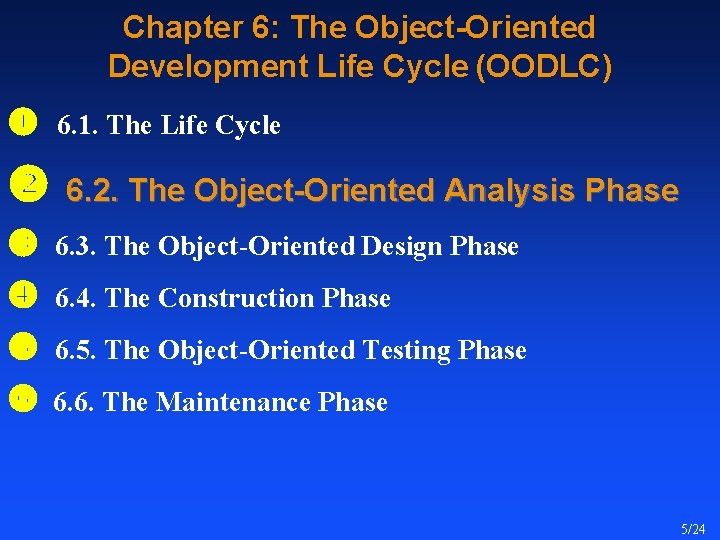 Chapter 6: The Object-Oriented Development Life Cycle (OODLC) 6. 1. The Life Cycle 6.