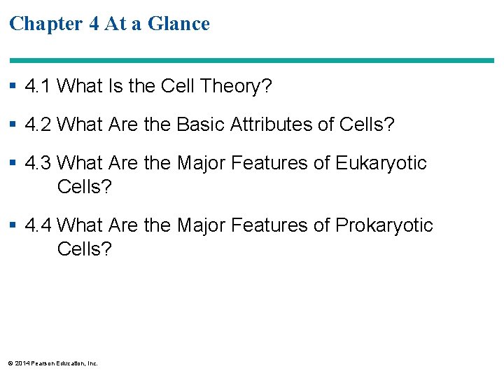 Chapter 4 At a Glance § 4. 1 What Is the Cell Theory? §