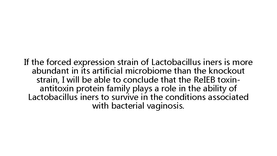 If the forced expression strain of Lactobacillus iners is more abundant in its artificial