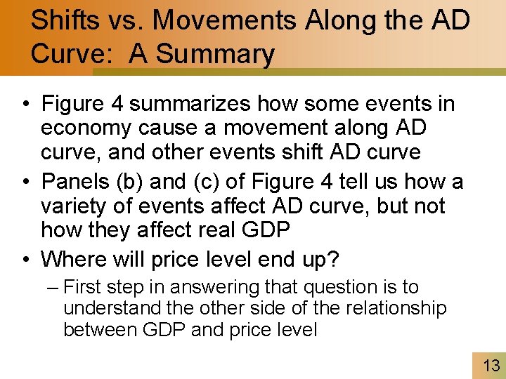Shifts vs. Movements Along the AD Curve: A Summary • Figure 4 summarizes how