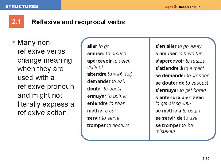 2. 1 Reflexive and reciprocal verbs • Many nonreflexive verbs change meaning when they