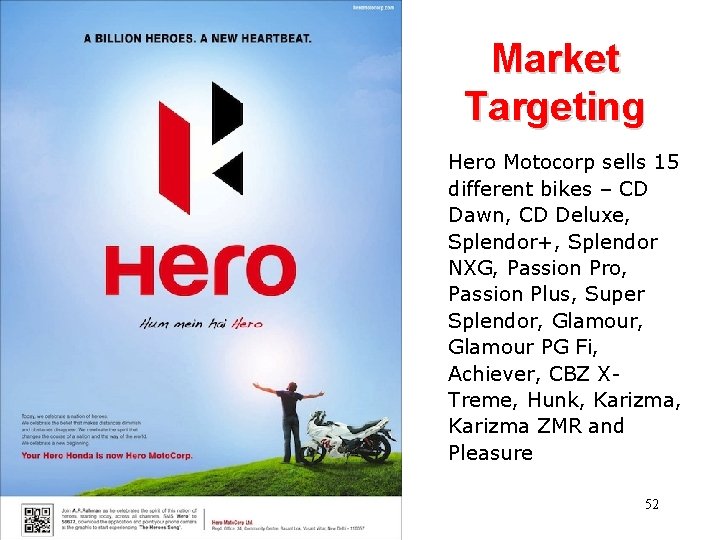 Market Targeting Hero Motocorp sells 15 different bikes – CD Dawn, CD Deluxe, Splendor+,