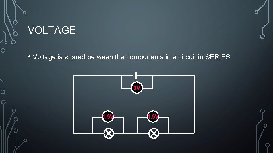 VOLTAGE • Voltage is shared between the components in a circuit in SERIES 3