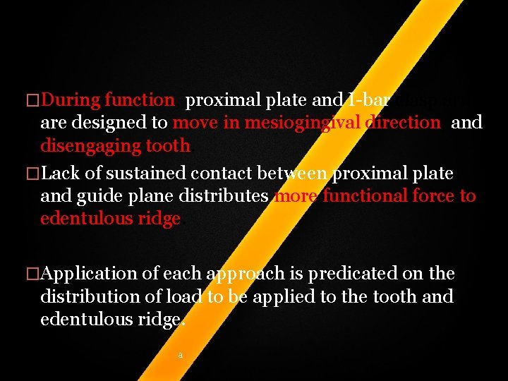 �During function, proximal plate and I-bar clasp arm are designed to move in �During function, proximal plate and I-bar clasp arm are designed to move in
