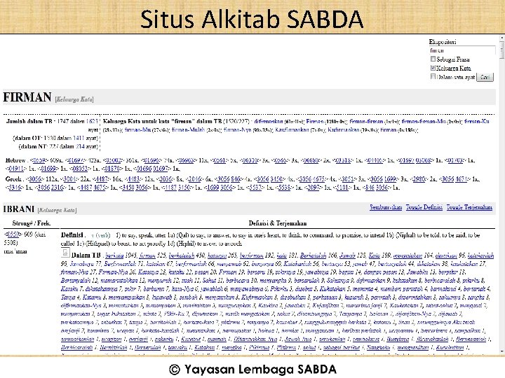 Situs Alkitab SABDA (C) YLSA 2014 