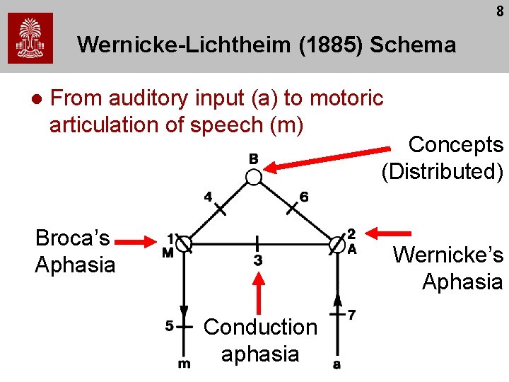8 Wernicke-Lichtheim (1885) Schema l From auditory input (a) to motoric articulation of speech 8 Wernicke-Lichtheim (1885) Schema l From auditory input (a) to motoric articulation of speech