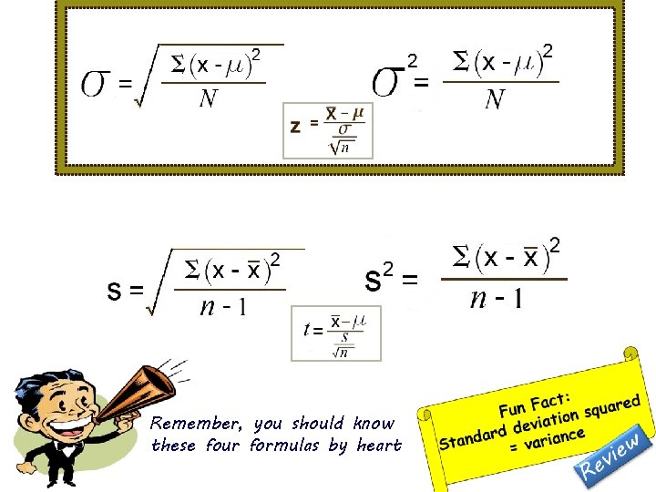 Remember, you should know these four formulas by heart 