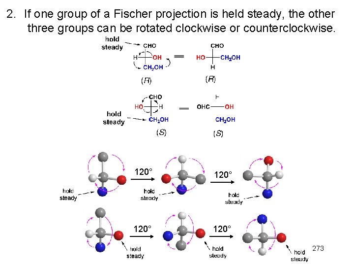 2. If one group of a Fischer projection is held steady, the other three