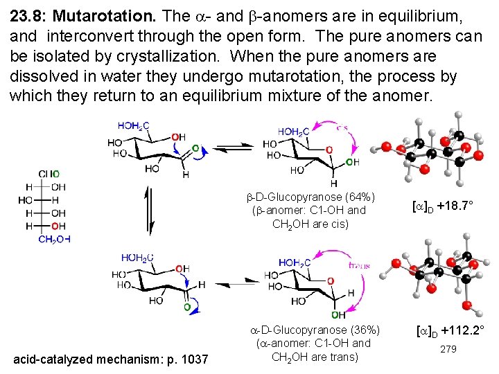 23. 8: Mutarotation. The - and -anomers are in equilibrium, and interconvert through the