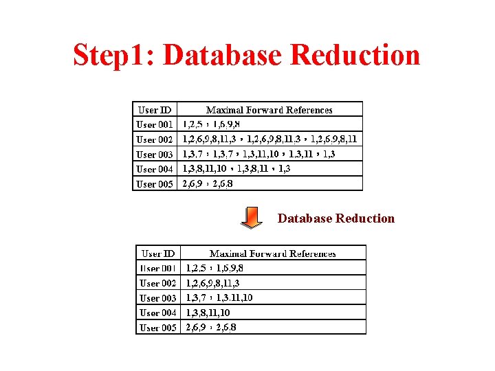 Step 1: Database Reduction 