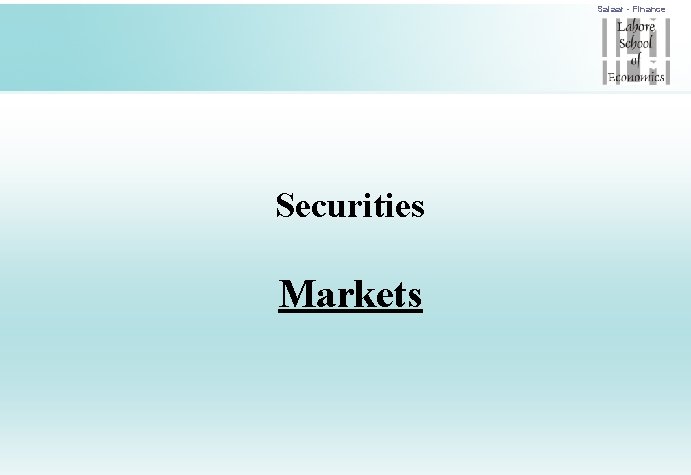 Salaar - Finance Securities Markets 