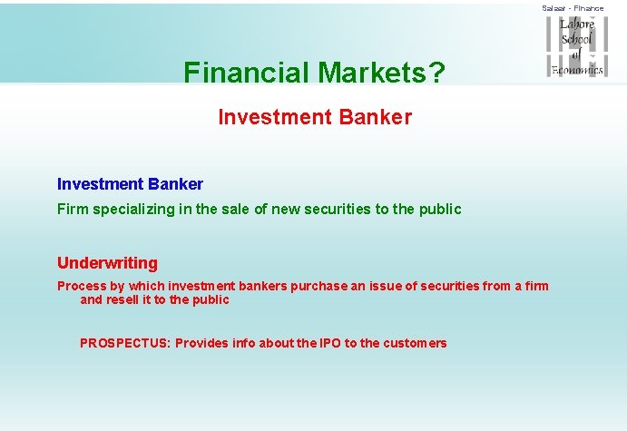 Salaar - Finance Financial Markets? Investment Banker Firm specializing in the sale of new