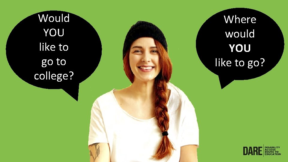 Would YOU like to go to college? Where would YOU like to go? 