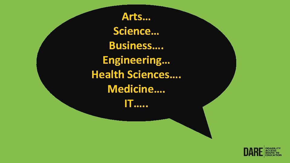 Arts… Science… Business…. Engineering… Health Sciences…. Medicine…. IT…. . 