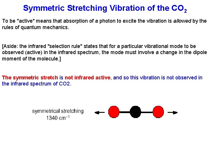 Symmetric Stretching Vibration of the CO 2 To be "active" means that absorption of