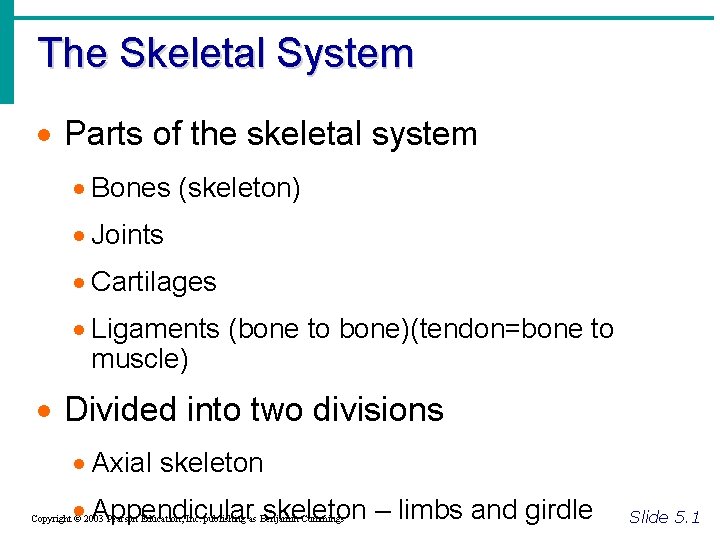 The Skeletal System · Parts of the skeletal system · Bones (skeleton) · Joints