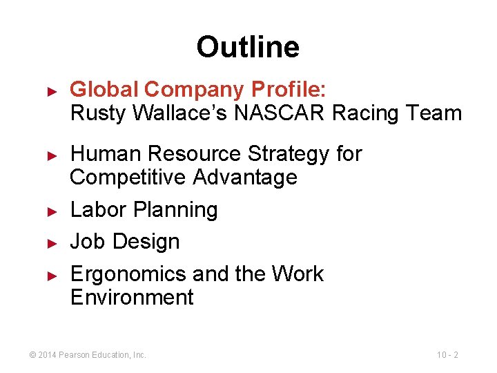 Outline ► ► ► Global Company Profile: Rusty Wallace’s NASCAR Racing Team Human Resource