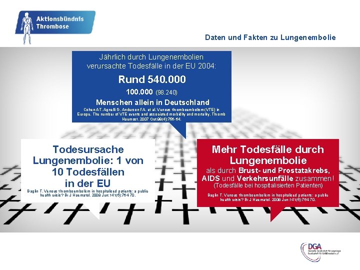 Daten und Fakten zu Lungenembolie Jährlich durch Lungenembolien verursachte Todesfälle in der EU 2004: