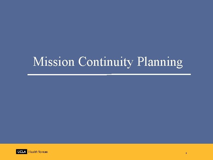 Mission Continuity Planning 2 