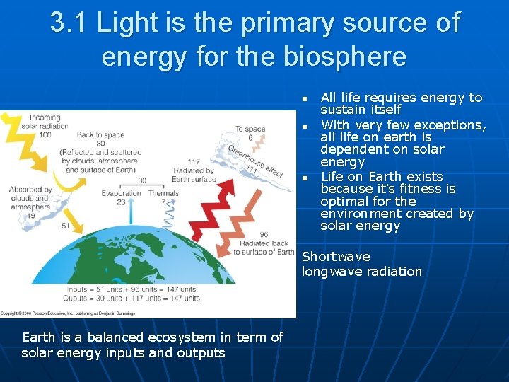 3. 1 Light is the primary source of energy for the biosphere n n