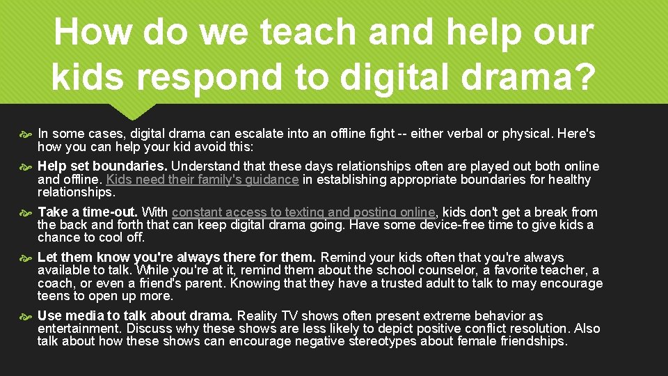 How do we teach and help our kids respond to digital drama? In some