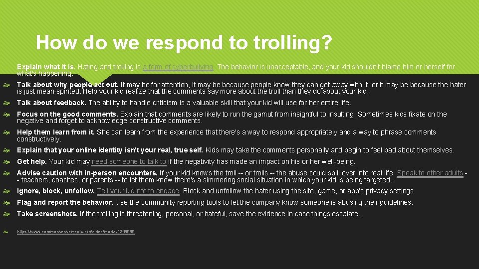 How do we respond to trolling? Explain what it is. Hating and trolling is