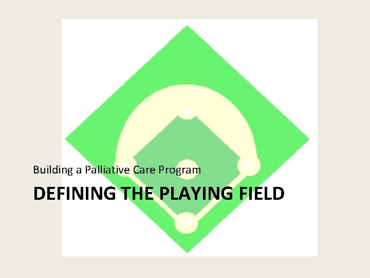 Building a Palliative Care Program DEFINING THE PLAYING FIELD 