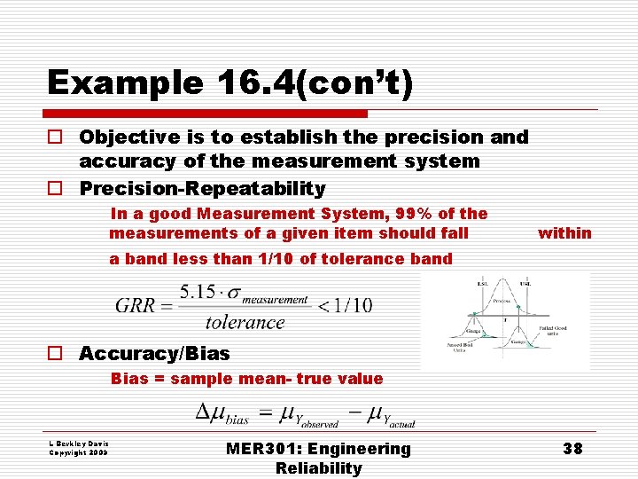 Example 16. 4(con’t) o Objective is to establish the precision and accuracy of the Example 16. 4(con’t) o Objective is to establish the precision and accuracy of the