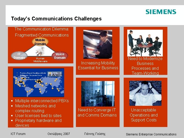 Today’s Communications Challenges The Communication Dilemma: Fragmented Communications Mobile Domain IT Domain § §