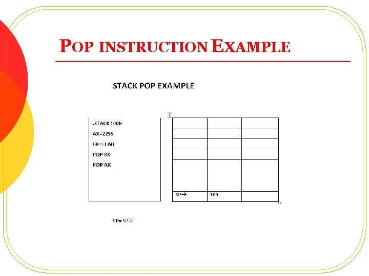 POP INSTRUCTION EXAMPLE 