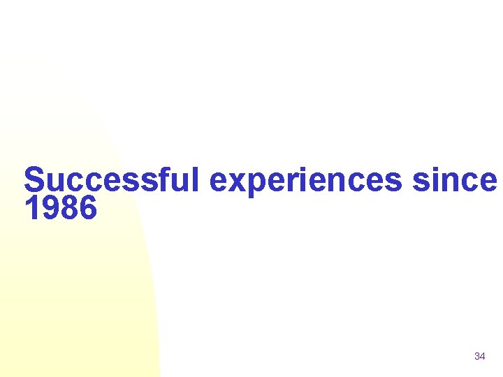 Successful experiences since 1986 34 